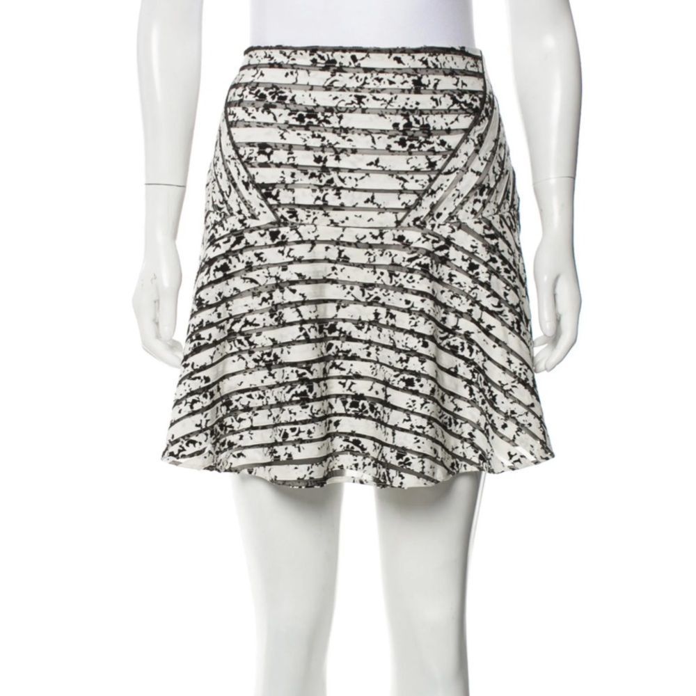 Parker Silk Black White Print Mesh Mini Skirt